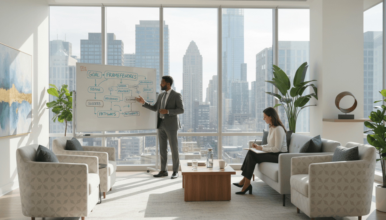 Professional working with client on personal development and identity transformation